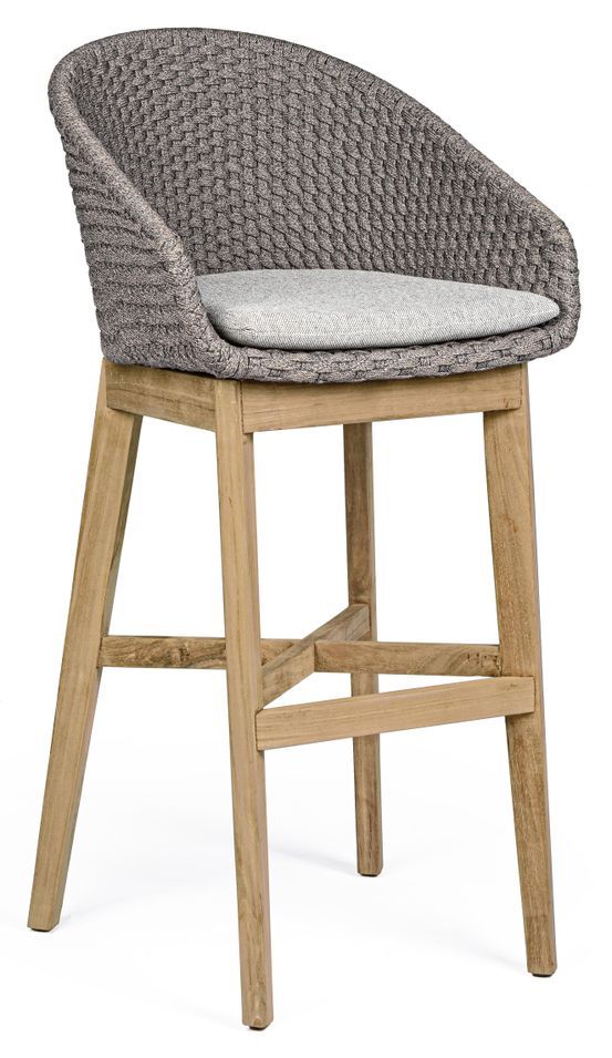 Tabouret de jardin en aluminium avec coussin Séla - Lot de 2 - Photo n°1