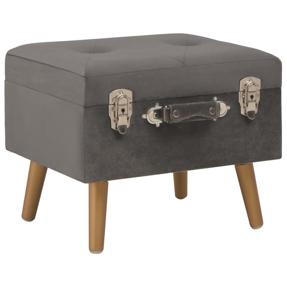 Tabouret de rangement 40 cm Gris Velours - Photo n°1
