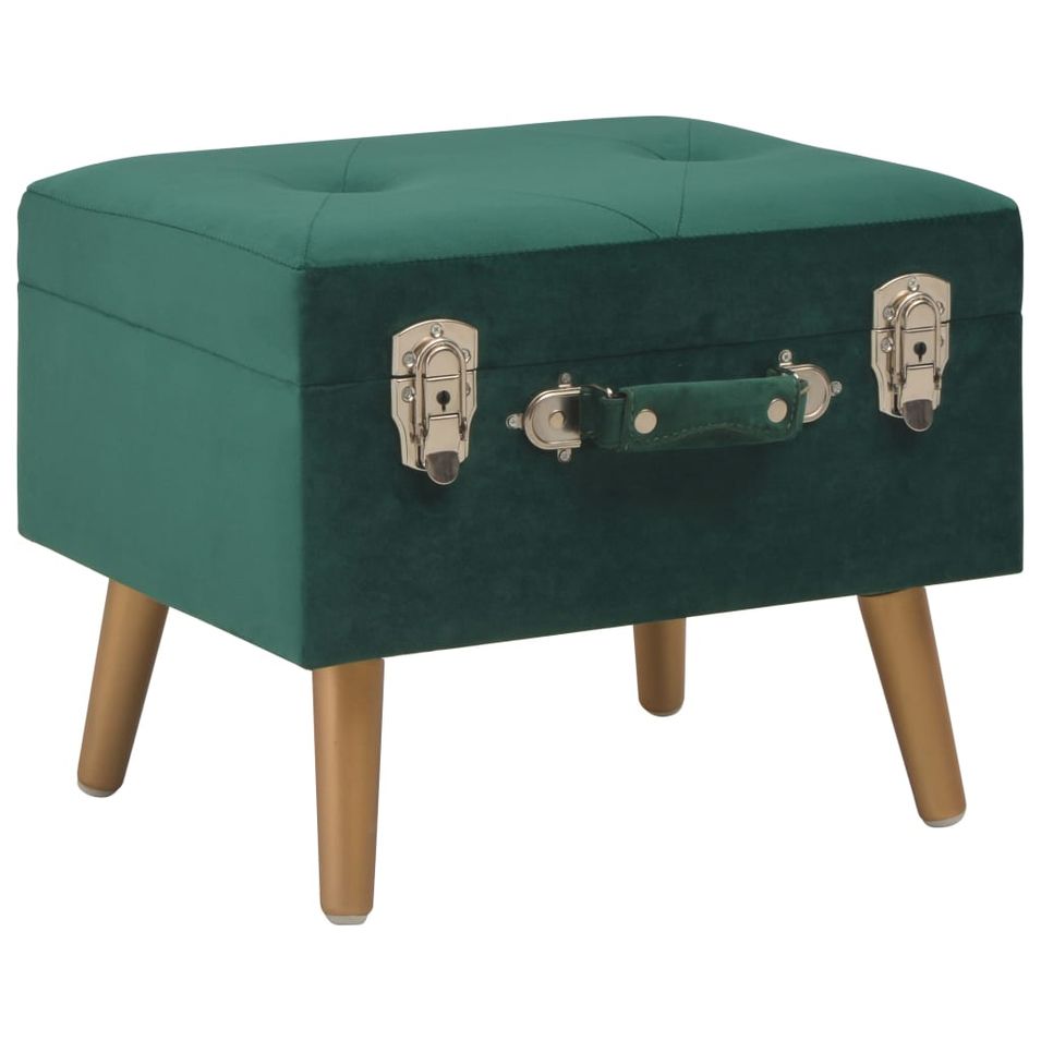 Tabouret de rangement 40 cm Vert Velours - Photo n°1