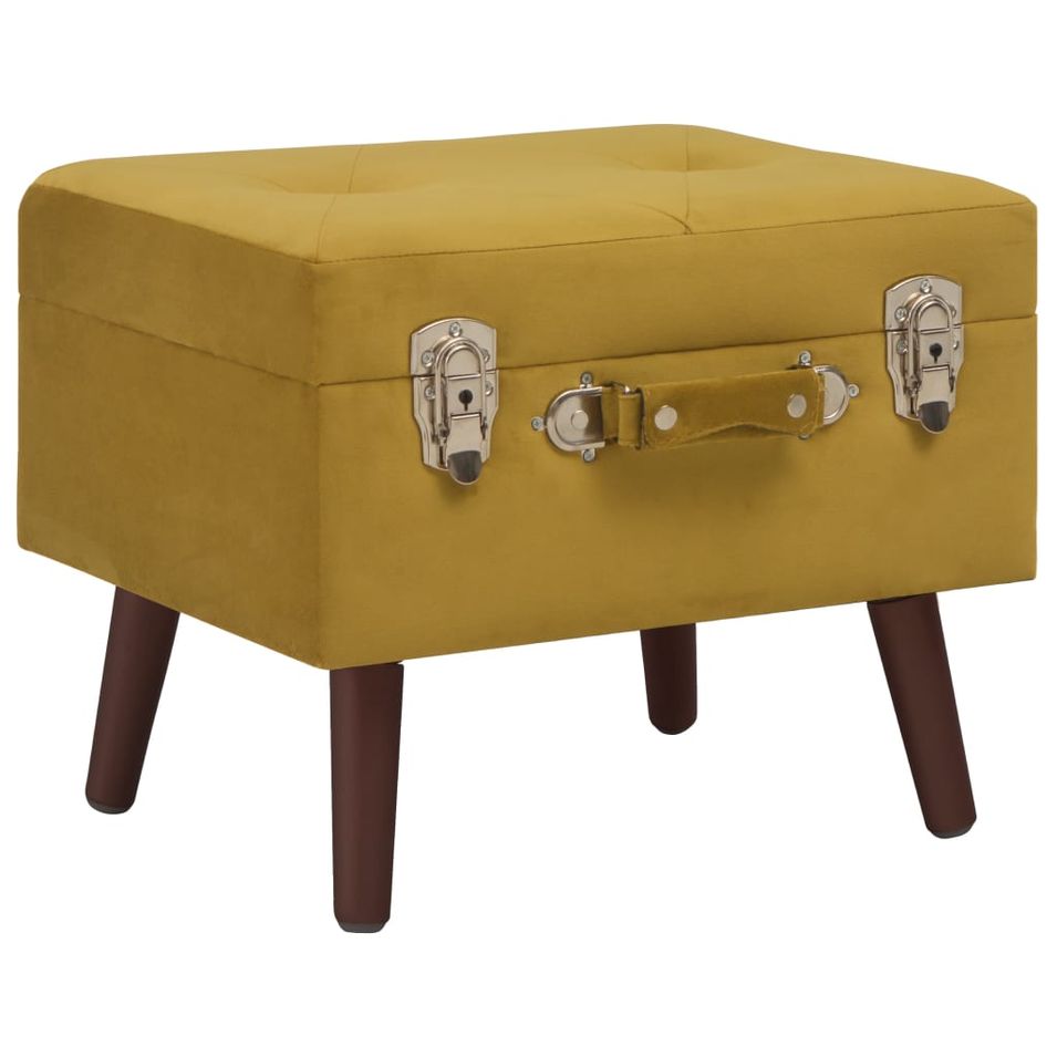 Tabouret de rangement Jaune moutarde 40 cm Velours - Photo n°1