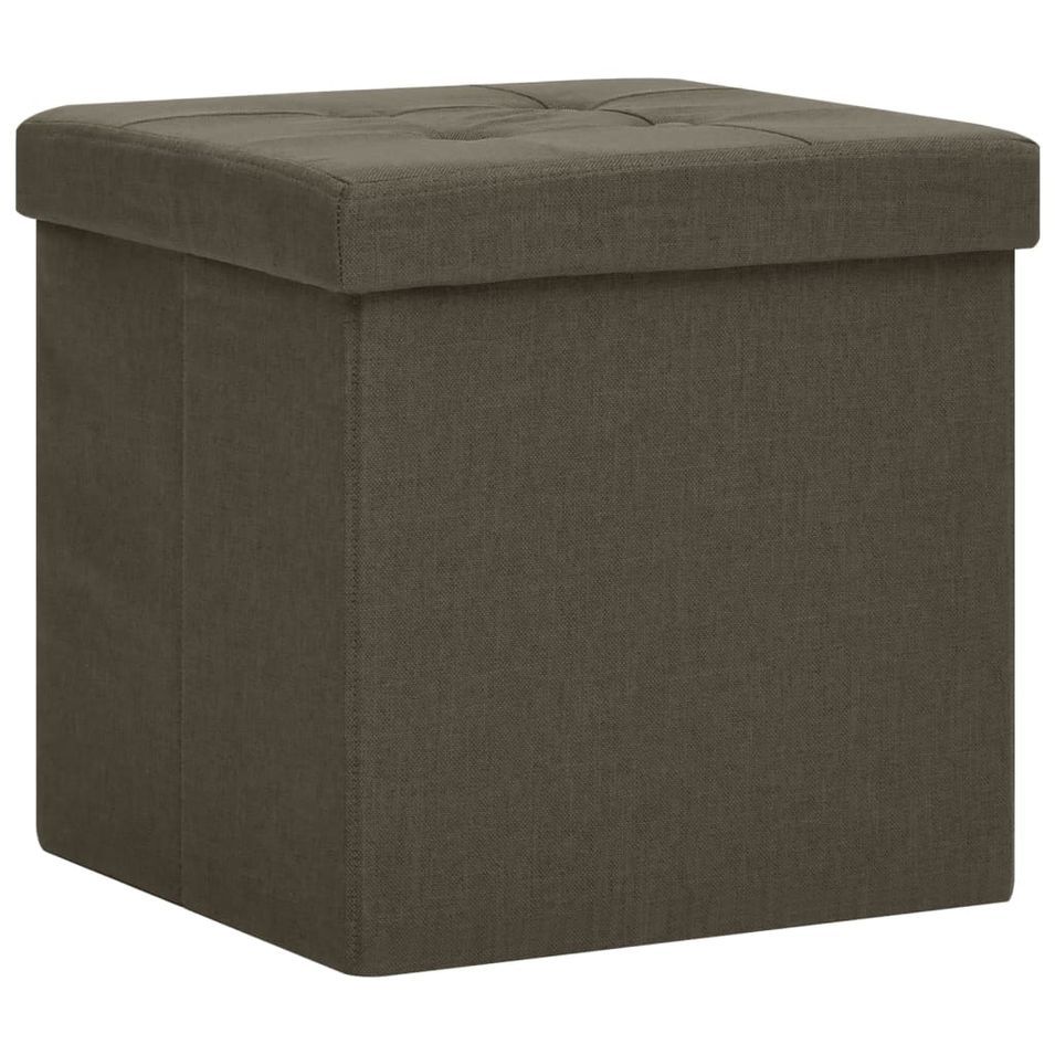 Tabouret de rangement pliable Marron foncé Faux lin - Photo n°1