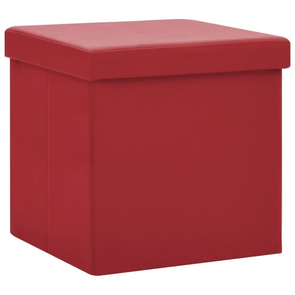 Tabouret de rangement pliable Rouge bordeaux PVC - Photo n°1