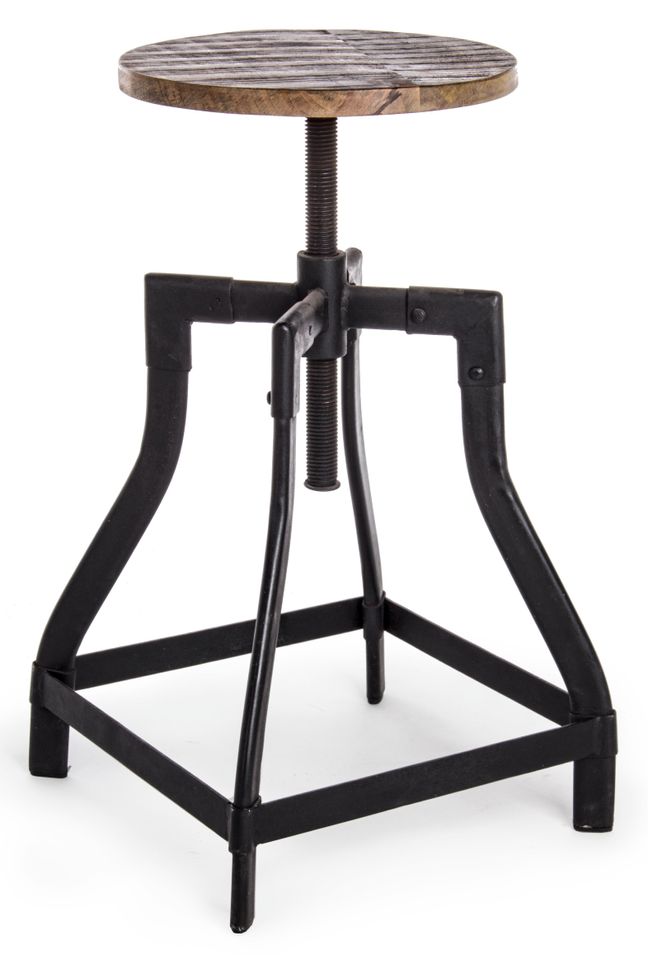 Tabouret en acier et assise en cuir Nadia - Lot de 2 2 - Photo n°1