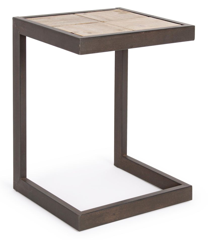 Tabouret en acier noir et assise en bois Bibo - Lot de 2 - Photo n°1