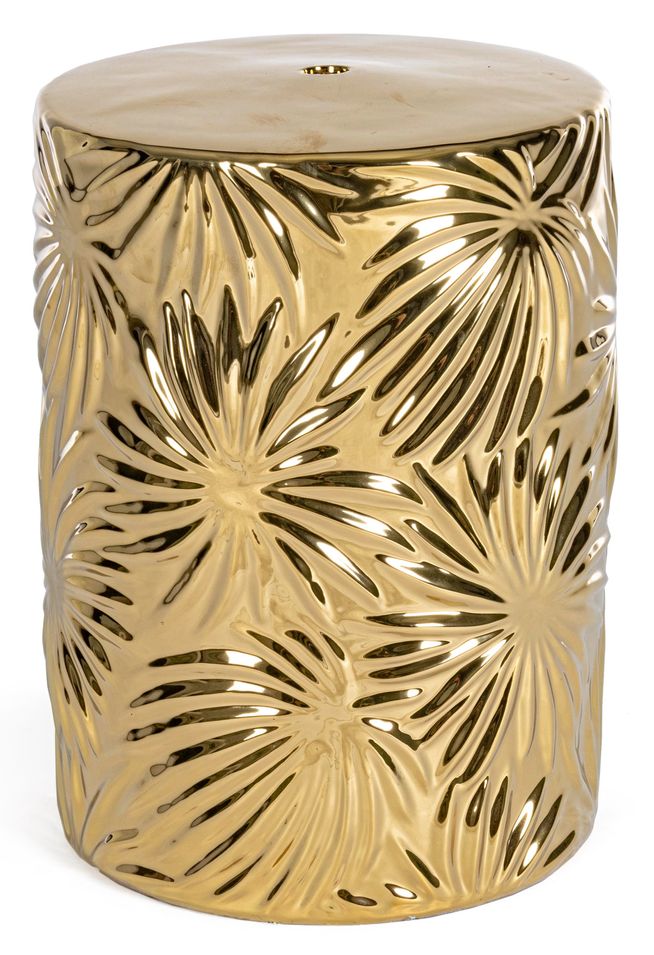 Tabouret en céramique motif feuille doré Saphy - Lot de 2 - Photo n°1