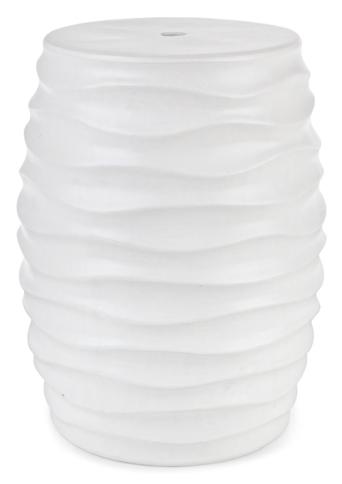 Tabouret en céramique vague blanc Arania - Lot de 2 - Photo n°1