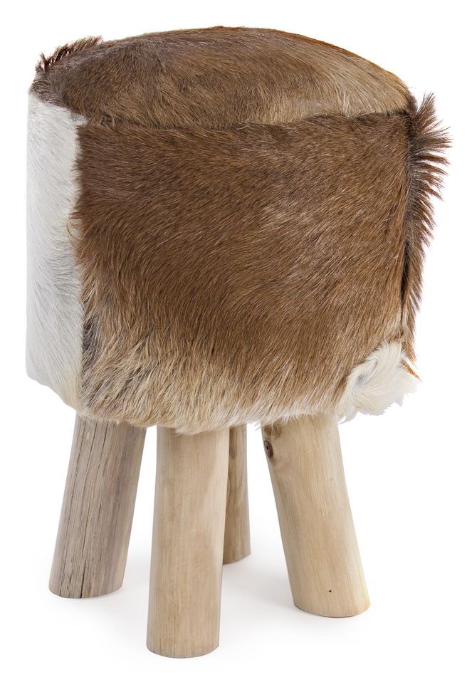 Tabouret en teck avec assise en cuir bicolore Maia - Lot de 2 - Photo n°1