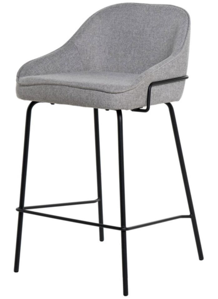 Tabouret en tissu avec pieds en métal noir SHARLE - Assise 66 ou 76 cm - Photo n°1