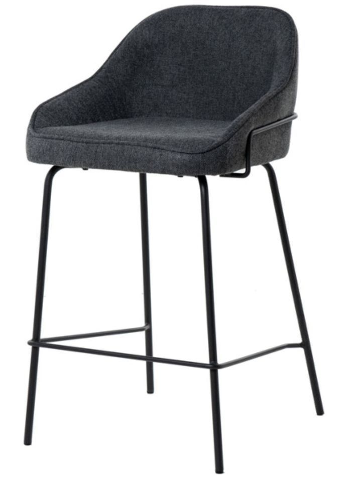 Tabouret en tissu avec pieds en métal noir SHARLE - Assise 66 ou 76 cm - Photo n°1