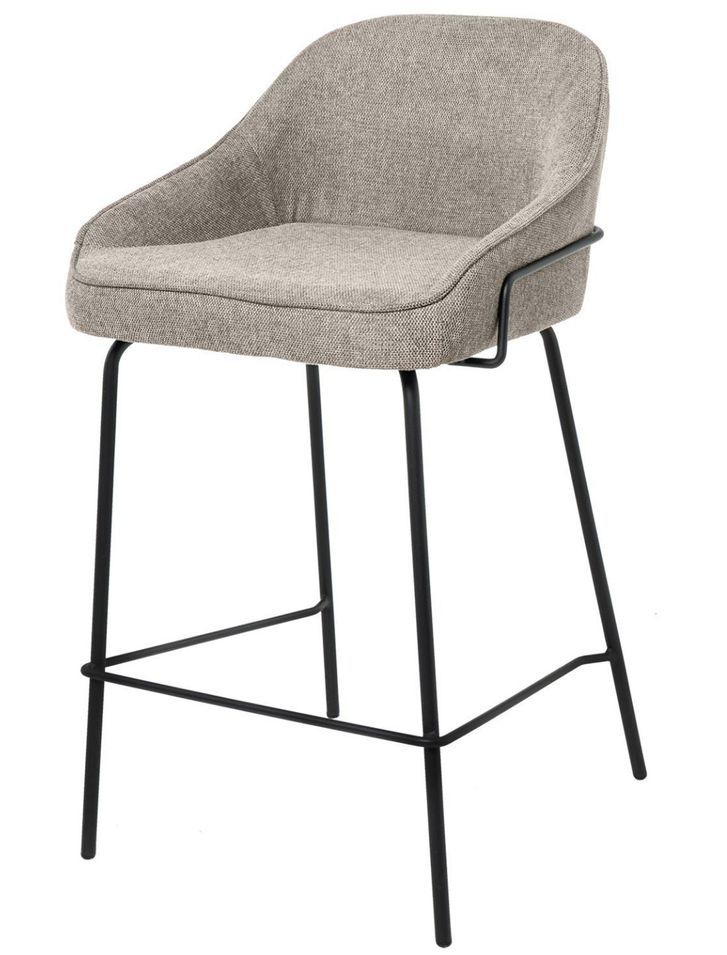 Tabouret en tissu avec pieds en métal noir SHARLE - Assise 66 ou 76 cm - Photo n°1