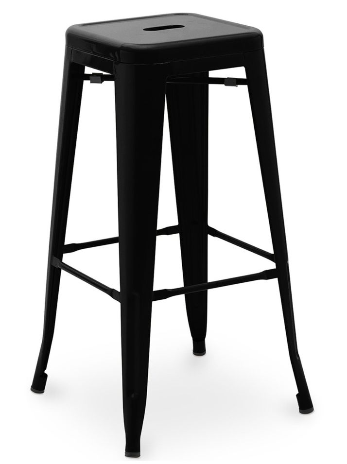 Tabouret haut industriel acier brillant renforcé Kalax 76 cm - Haut de gamme - Photo n°1
