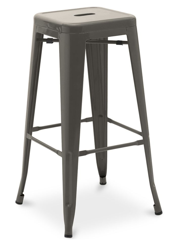 Tabouret haut industriel acier brillant renforcé Kalax 76 cm - Haut de gamme - Photo n°1