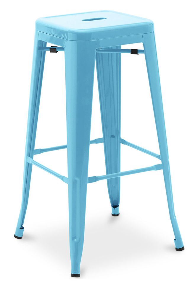 Tabouret haut industriel acier brillant renforcé Kalax 76 cm - Haut de gamme - Photo n°1