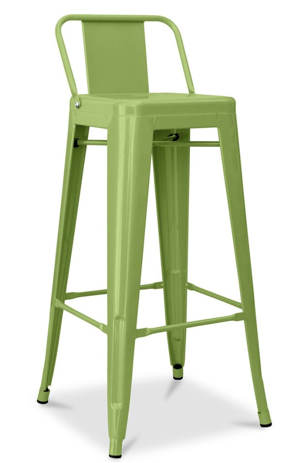 Tabouret haut industriel avec dossier acier brillant Kalax 76 cm - Haut de gamme - Photo n°1