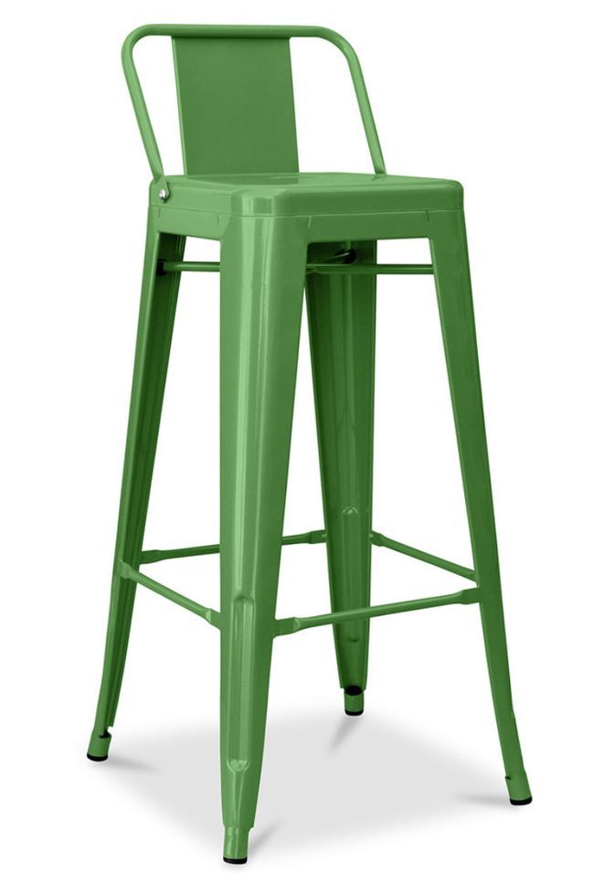 Tabouret haut industriel avec dossier acier brillant Kalax 76 cm - Haut de gamme - Photo n°1