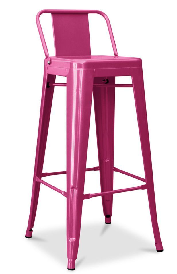 Tabouret haut industriel avec dossier acier brillant Kalax 76 cm - Haut de gamme - Photo n°1