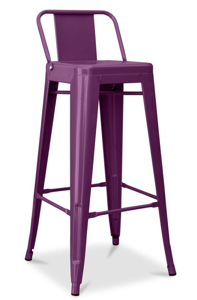 Tabouret haut industriel avec dossier acier brillant Kalax 76 cm - Haut de gamme - Photo n°1
