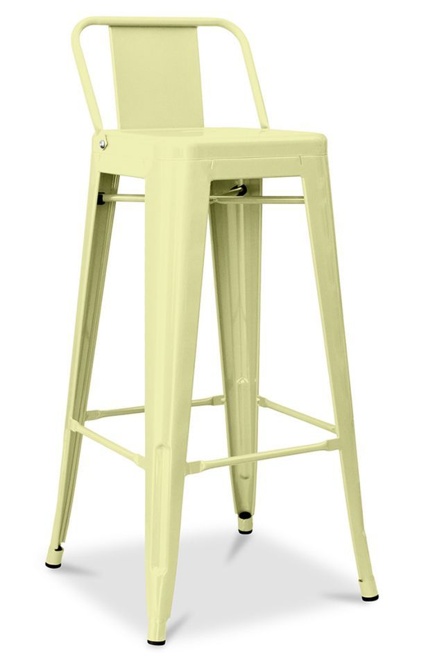 Tabouret haut industriel avec dossier acier brillant Kalax 76 cm - Haut de gamme - Photo n°1
