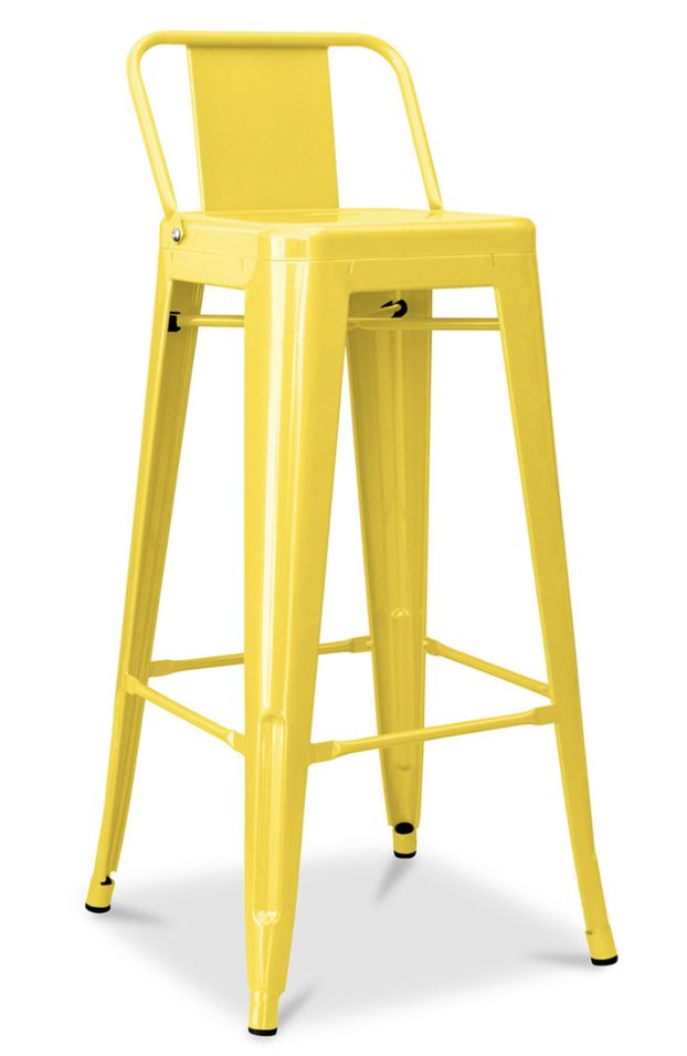 Tabouret haut industriel avec dossier acier brillant Kalax 76 cm - Haut de gamme - Photo n°1