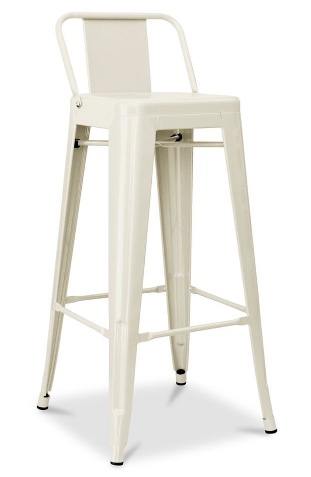 Tabouret haut industriel avec dossier acier brillant Kalax 76 cm - Haut de gamme - Photo n°1