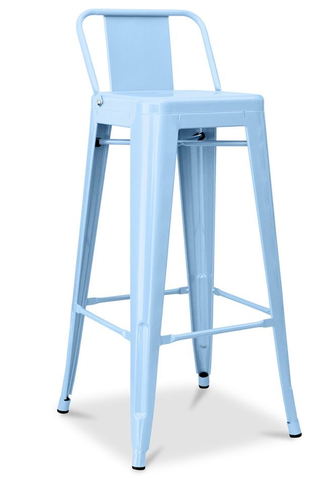 Tabouret haut industriel avec dossier acier brillant Kalax 76 cm - Haut de gamme - Photo n°1
