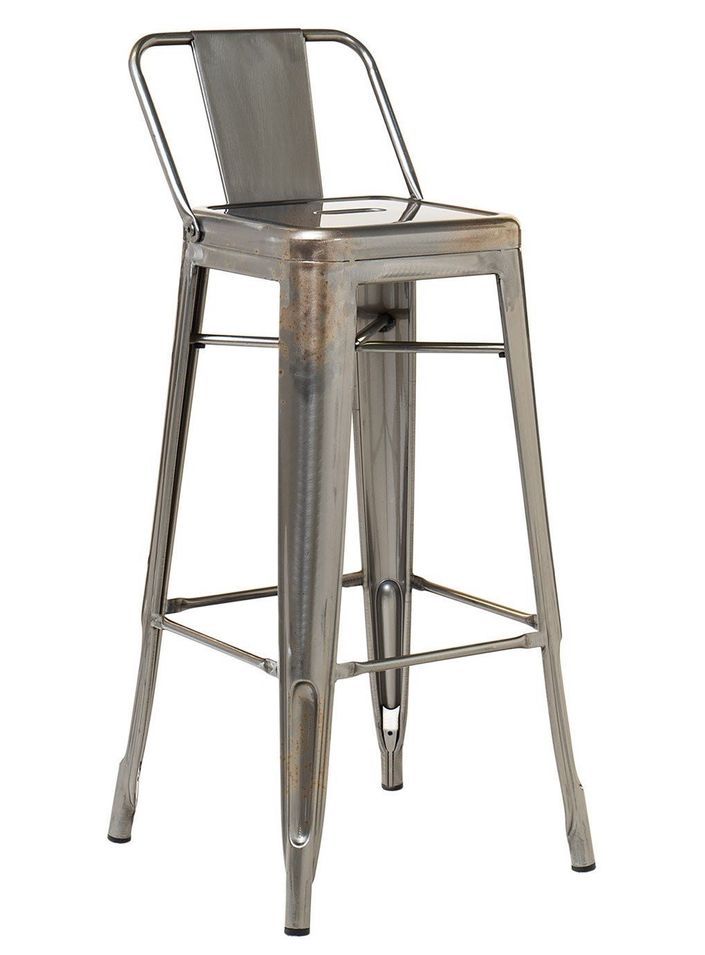 Tabouret industriel avec dossier acier vintage Kibar 76 cm - Haut de gamme - Photo n°1