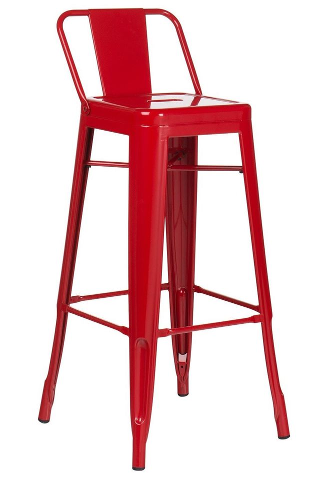 Tabouret industriel avec dossier en acier brillant KONTOIR - Hauteur d'assise 74 cm - Photo n°1