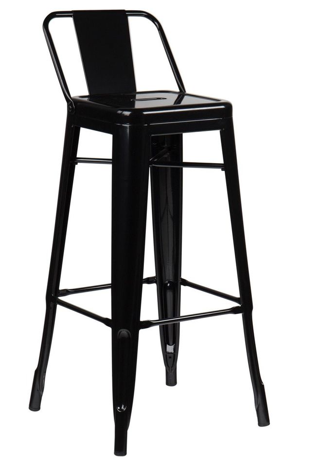 Tabouret industriel avec dossier en acier brillant KONTOIR - Hauteur d'assise 74 cm - Photo n°1