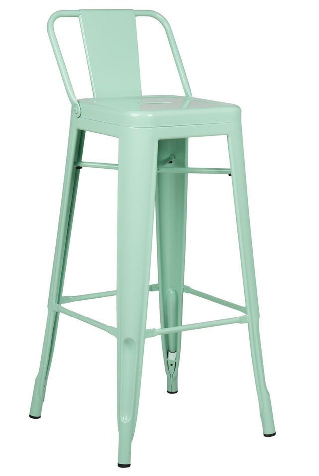 Tabouret industriel avec dossier en acier brillant KONTOIR - Hauteur d'assise 74 cm - Photo n°1