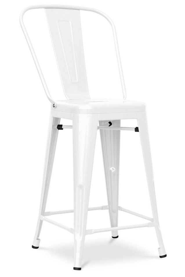 Tabouret industriel avec dossier haut acier brillant Kalax 60 cm - Haut de gamme - Photo n°1