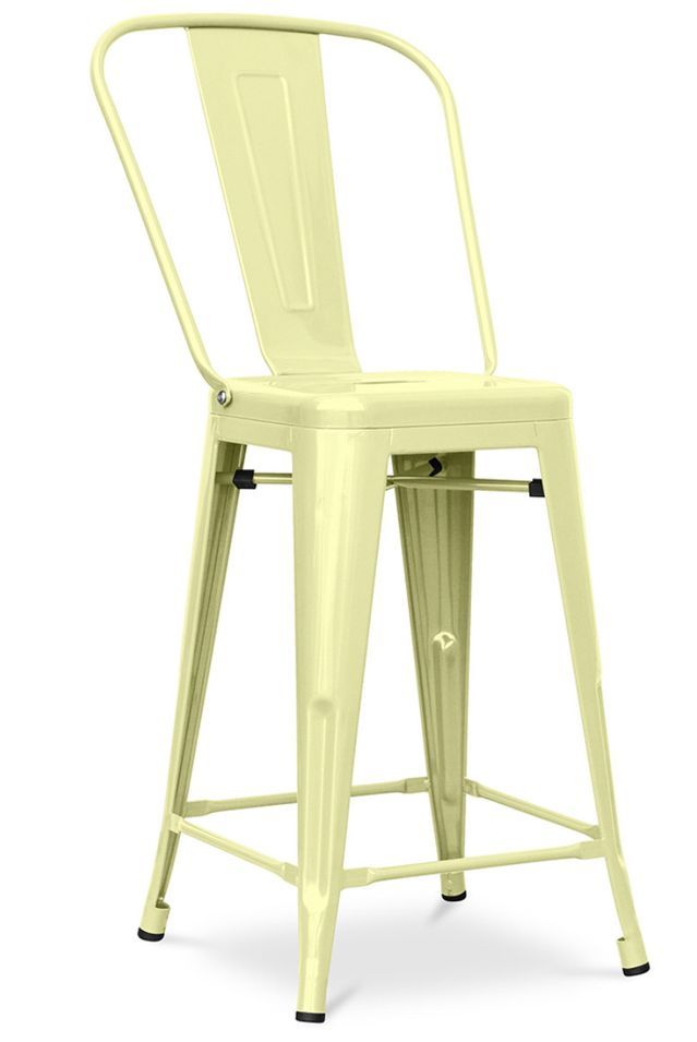 Tabouret industriel avec dossier haut acier brillant Kalax 60 cm - Haut de gamme - Photo n°1