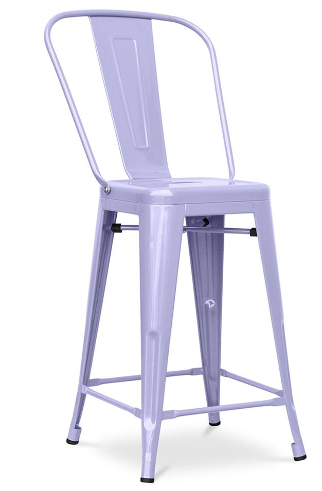 Tabouret industriel avec dossier haut acier brillant Kalax 60 cm - Haut de gamme - Photo n°1