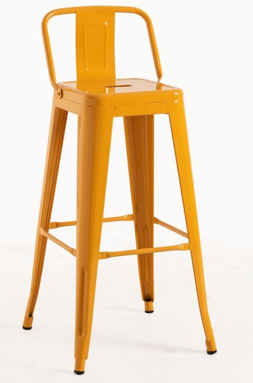 Tabouret industriel avec dossier KONTOIR en acier brillant - Hauteur d'assise 74 cm - Photo n°1
