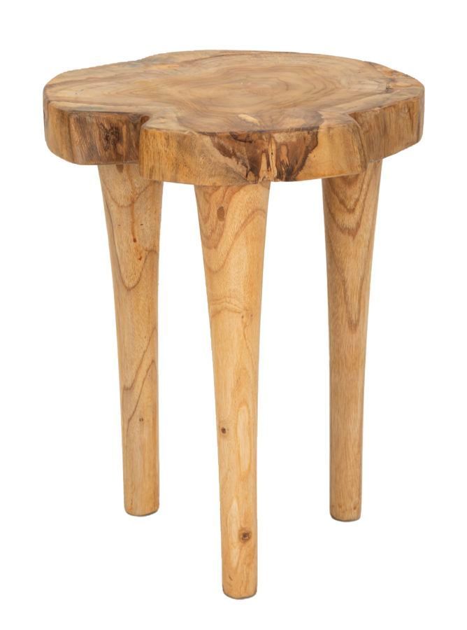 Tabouret kursi en teck, ø 35 x 45 cm - Photo n°1
