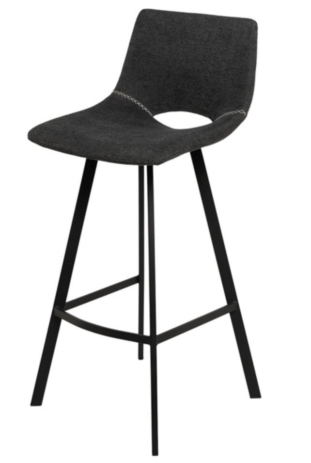 Tabouret moderne tissu avec pieds en métal noir Karane - Assise 66 ou 76 cm - Photo n°1