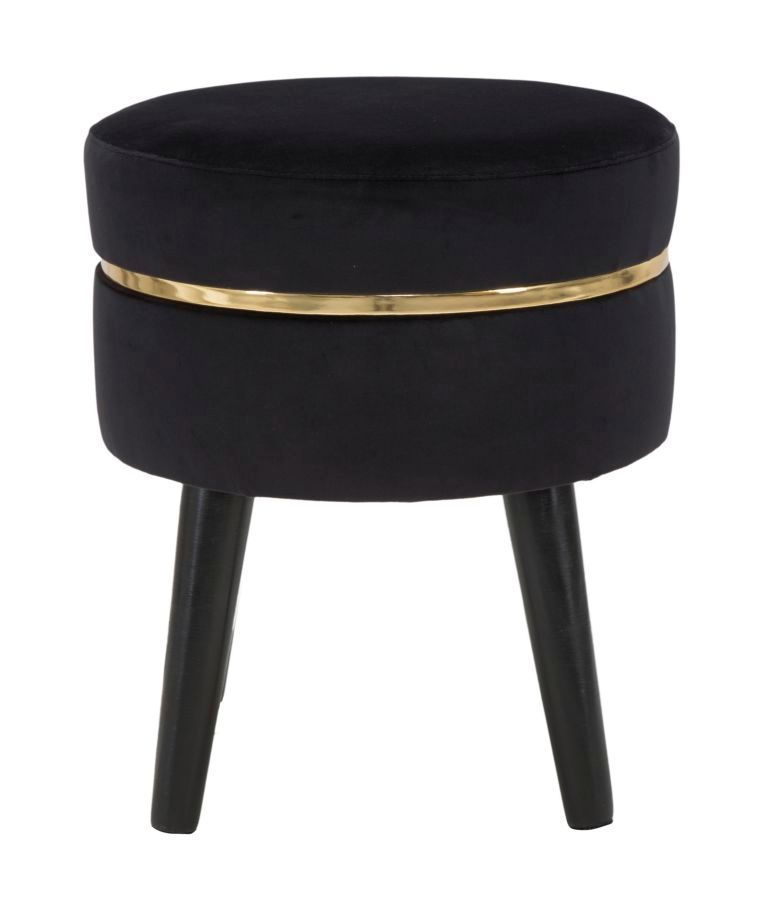 Tabouret noir velours noir style rétro glamour PARIS - Photo n°1