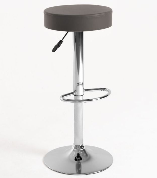 Tabouret original simili cuir gris Yomika - Photo n°1