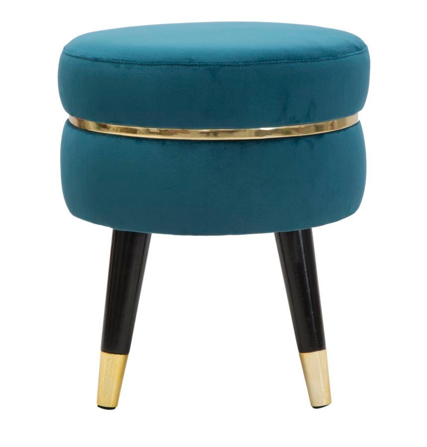 Tabouret paris bleu sarcelle/or cm ø 35 x 40,5 - Photo n°1