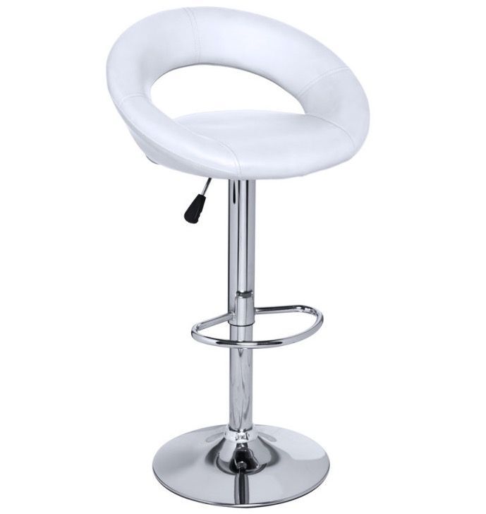 Tabouret pivotant simili cuir blanc Calora - Photo n°1
