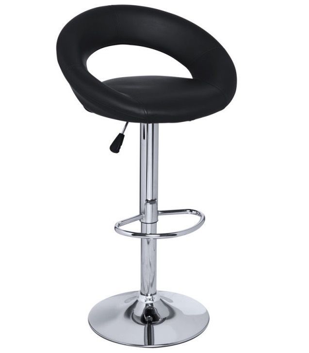 Tabouret pivotant simili cuir noir Calora - Photo n°1