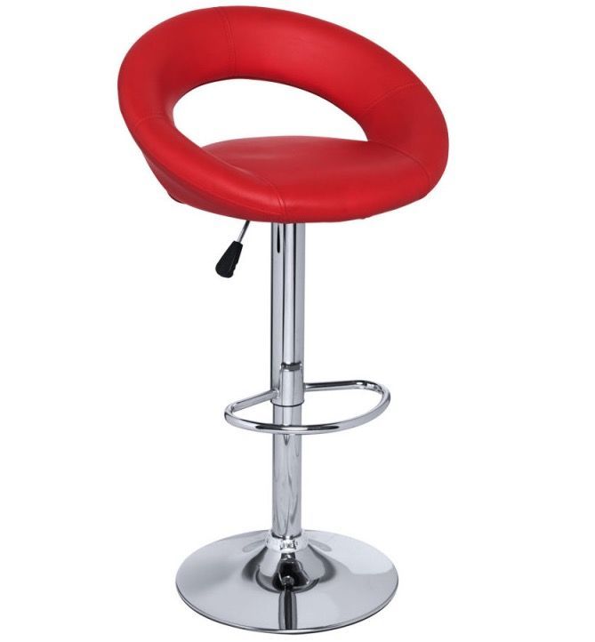 Tabouret pivotant simili cuir rouge Calora - Photo n°1