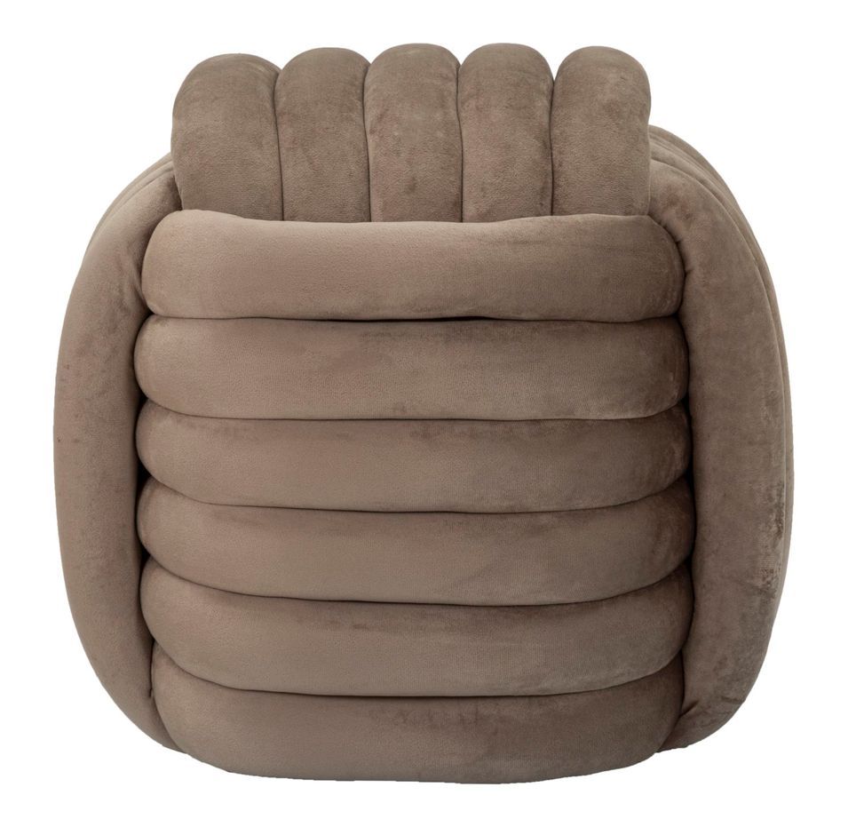 Tabouret pouf en velours gris design noué gris Softy - Photo n°1