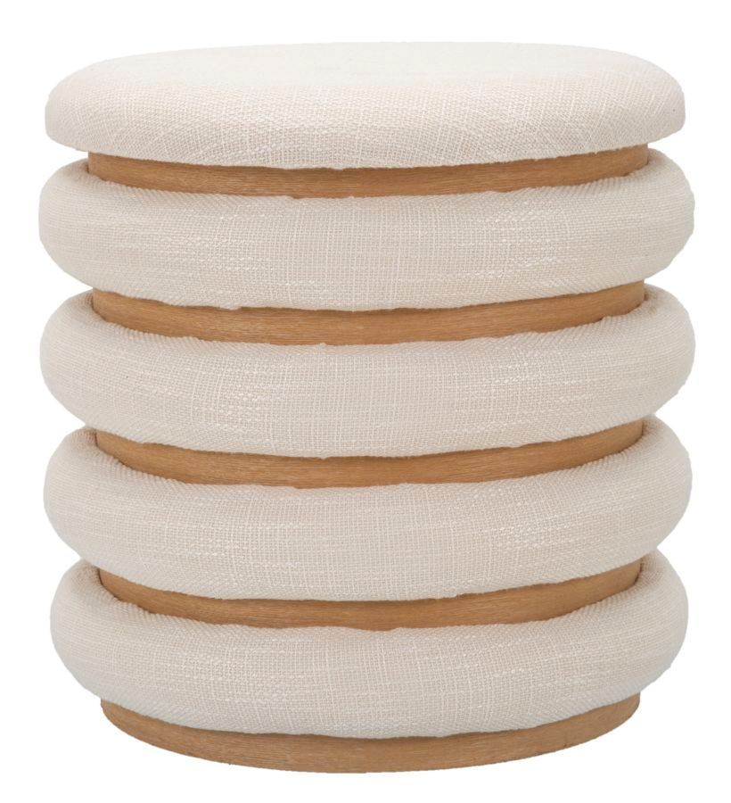 Tabouret pouf rond design motif cercles DAMASCO - Photo n°1