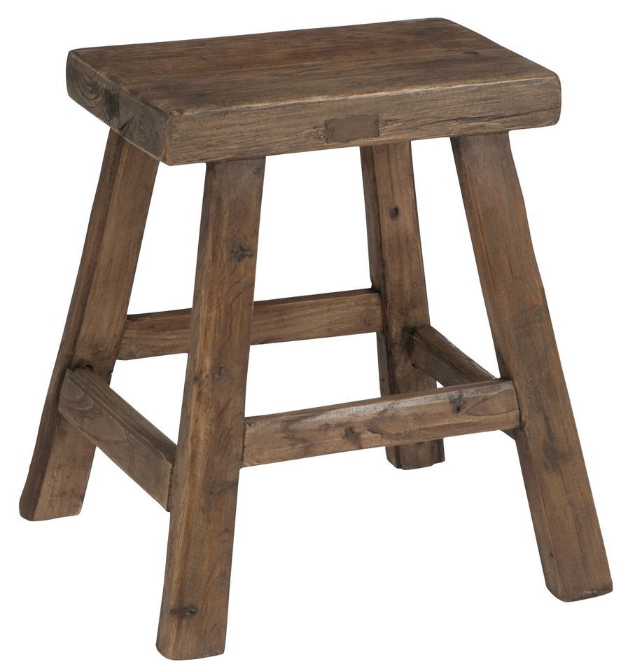 Tabouret rectangulaire en bois marron Fida - Photo n°1
