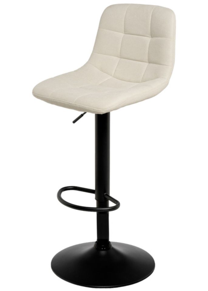 Tabouret relevable et rotatif avec assise tissu et structure métal noir Kasha - Photo n°1