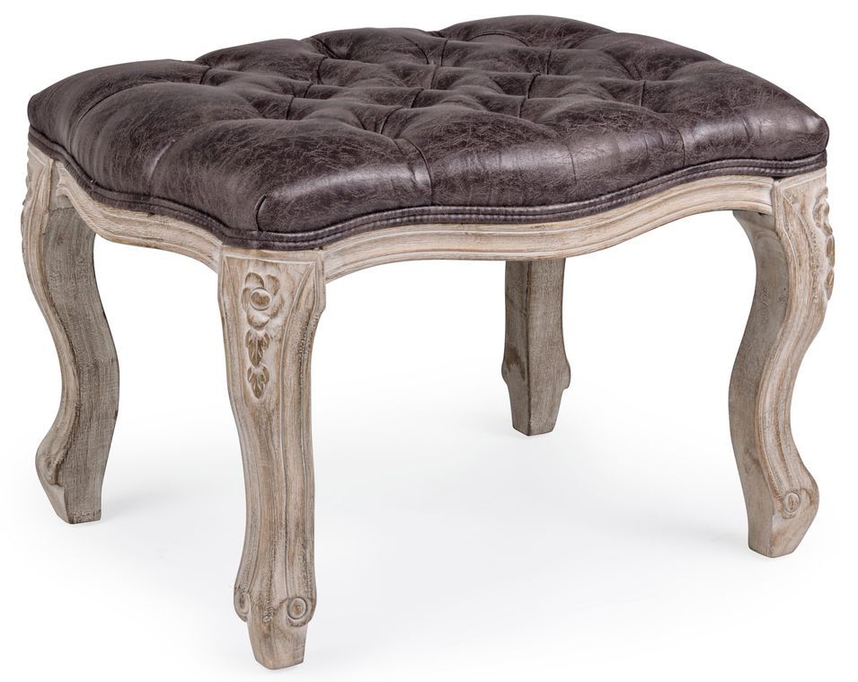 Tabouret repose-pied bois hévéa marron foncé Analisa - Lot de 2 - Photo n°1