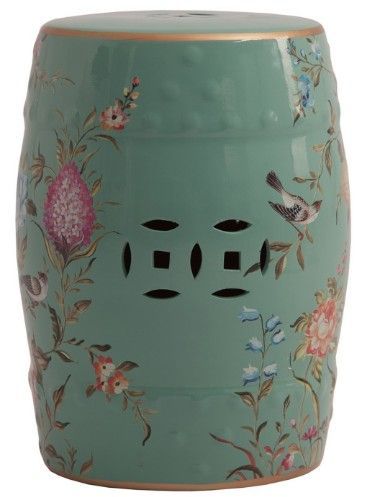 Tabouret rond oriental céramique vert Ornella - Photo n°1