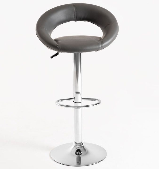 Tabouret similicuir pivotant gris Calora - Lot de 2 - Photo n°1