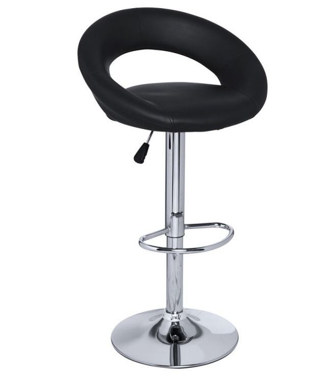 Tabouret similicuir pivotant noir Calora - Lot de 2 - Photo n°1
