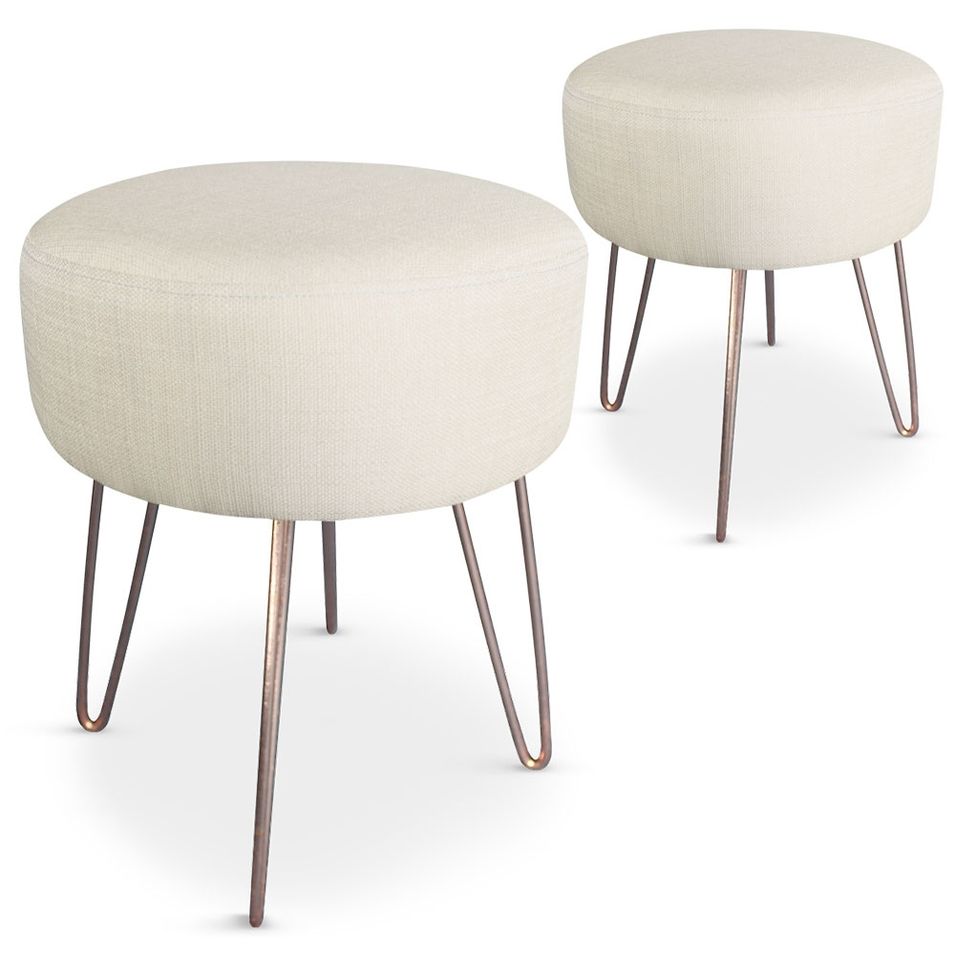 Tabouret Tissu Beige Scanda - Photo n°1